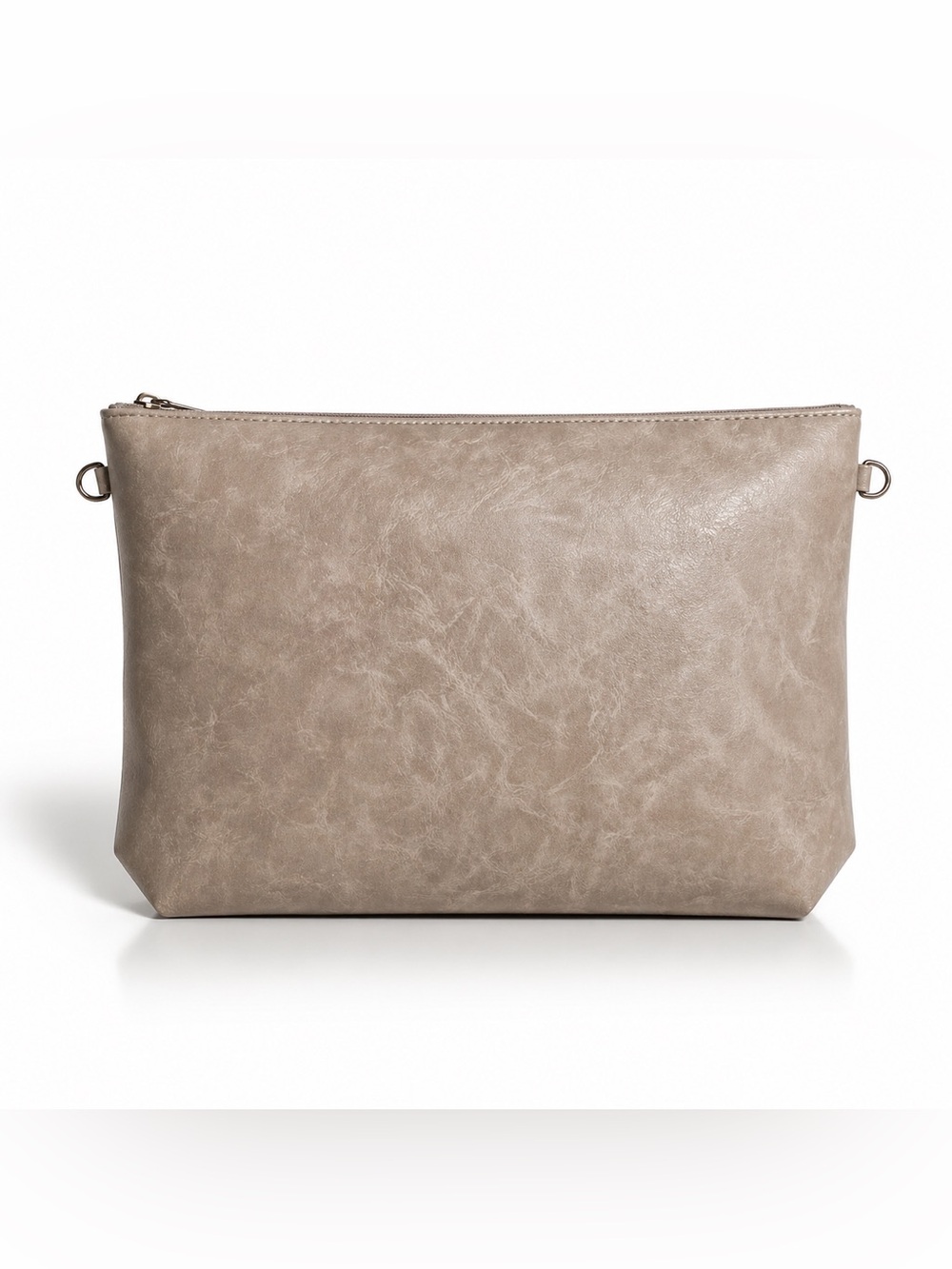 Neutral Taupe Faux Leather Clutch Pouch Minimalist Chic Bag No Strap